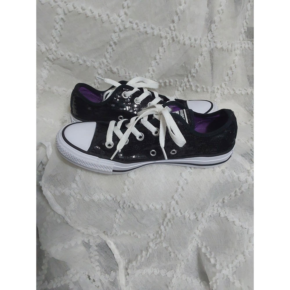 Converse Chuck Taylor All Star Black Sequin Low Top Sneakers fits womens size 7‎ - Picture 2 of 4